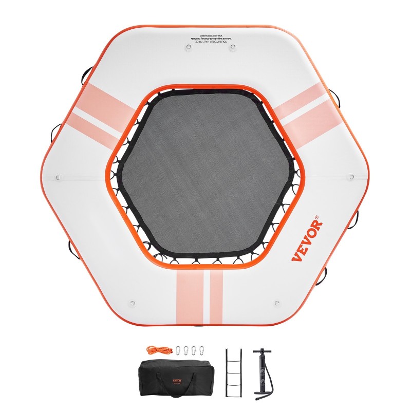 Ilmatäytteinen pyöreä lautta harjatusta PVC kankaasta halkaisija 2,59 m trampoliiniverkolla