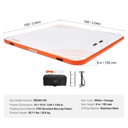 Ilmatäytteinen kelluva laiturialusta PVC-liukumattomalla pinnalla 3,04 x 3,04 m