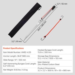 Hiekkapiikkiankkuri galvanoitu hiiliteräs 985 mm kumikahvalla kahdella kiinnitysrenkaalla