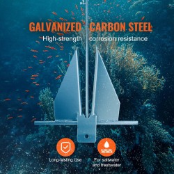 Fluke-ankkurisarja kuumasinkitty hiiliteräs 6kg 2,4m ketju 30,8m köysi pienille veneille