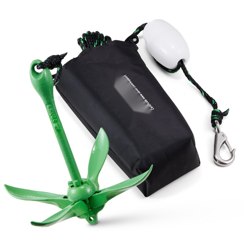 Ankkurisarja valurautainen 1,5 kg 8 metrin köysi poiju säilytyspussi taittuva kajakkiin