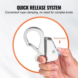 Ankkurikoukku ruostumatonta terästä 1,7 tonnin vetolujuus solmuton lukitus 9,5–16 mm köydelle