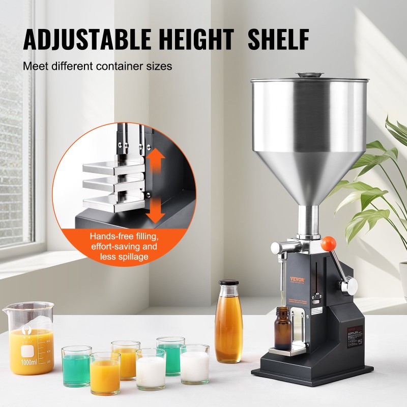 Manuaalinen täyttökone 304 ruostumatonta terästä elintarvikekelpoinen 5–50 ml 10 l suppilolla