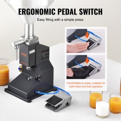 Pneumaattinen nestetäyttökone 5–50 ml 10 l suppilo 304-ruostumaton teräs poljinohjauksella