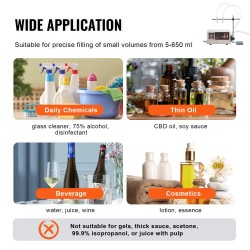 Nestetäyttökone 201-ruostumatonta terästä peristalttisella pumpulla 5–650 ml kaksoissuuttimet digitaalinen ohjaus