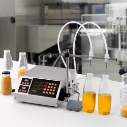 Nestetäyttökone 201-ruostumatonta terästä peristalttisella pumpulla 5–650 ml kaksoissuuttimet digitaalinen ohjaus