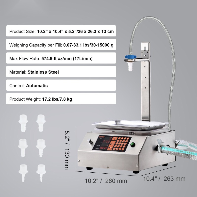 Nestetäyttökone ruostumatonta terästä 30–15000 gramman täyttömäärä digitaalinen ohjaus kuusi suutinta