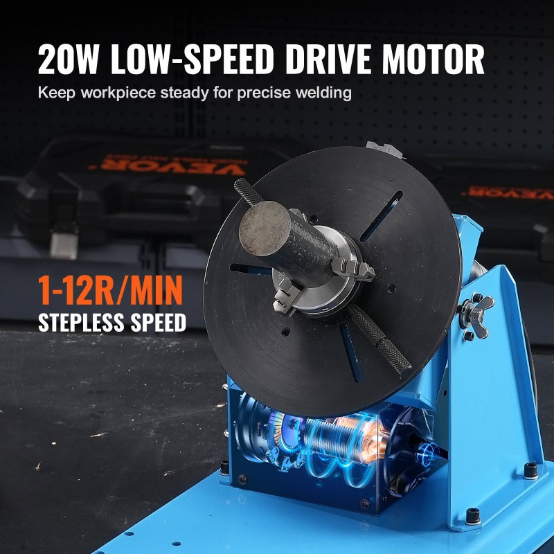 Pyörivä hitsausasetin hiiliteräs 10kg kantavuus 0–90 asteen kallistus 205mm pöytä 3-leukainen istukka