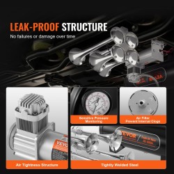 Nelitorvinen paineilmasarja 150 dB 12V 10 L säiliöllä ja kompressorilla