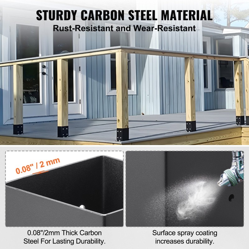 Tolppajalusta hiiliteräs 101,6x101,6 mm sisämitta 91x91 mm 10 kpl mattamusta
