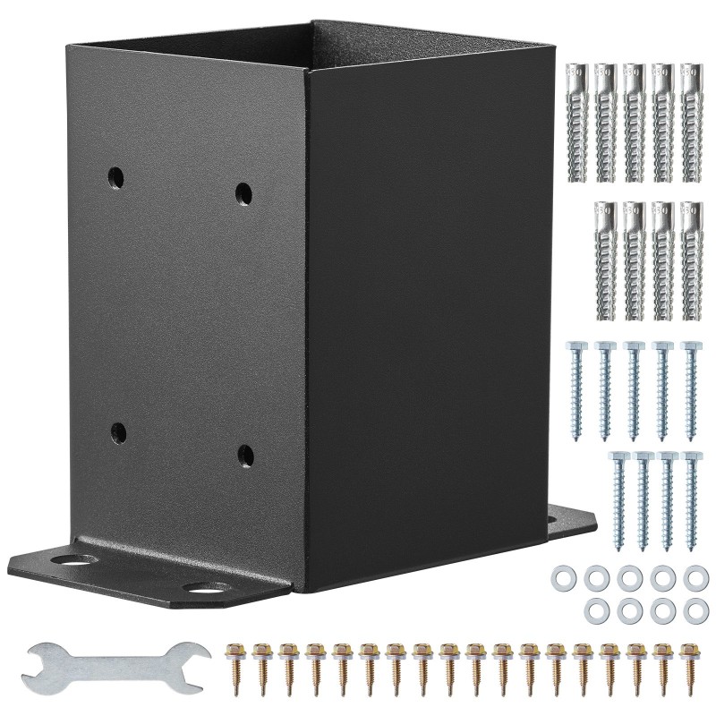 Pilarikiinnikkeet hiiliteräksestä 91x91 mm sisämitta 2 kpl mattamusta puupilareille