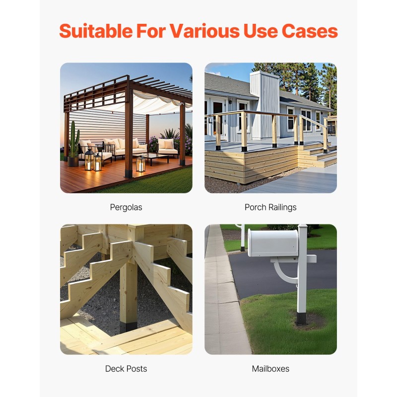 Pylvästuki hiiliterästä sisämitta 142 x 142 mm 4 kpl musta terassille