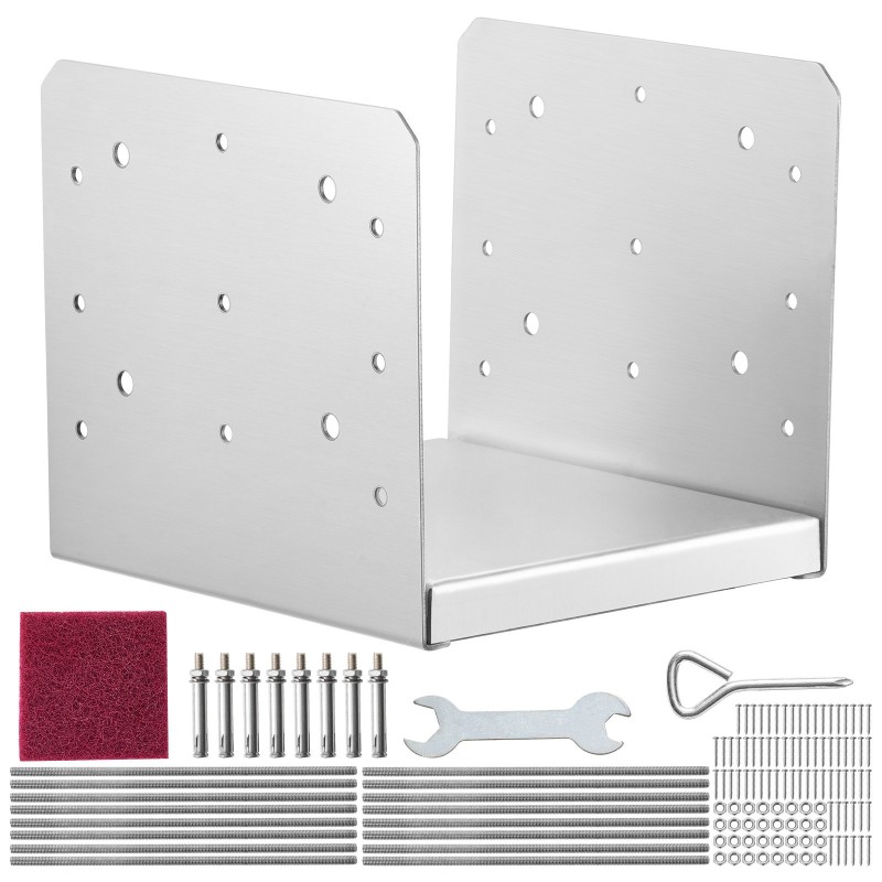 Pylväsjalusta ruostumatonta terästä säädettävä 203,2x203,2 mm 4 kpl