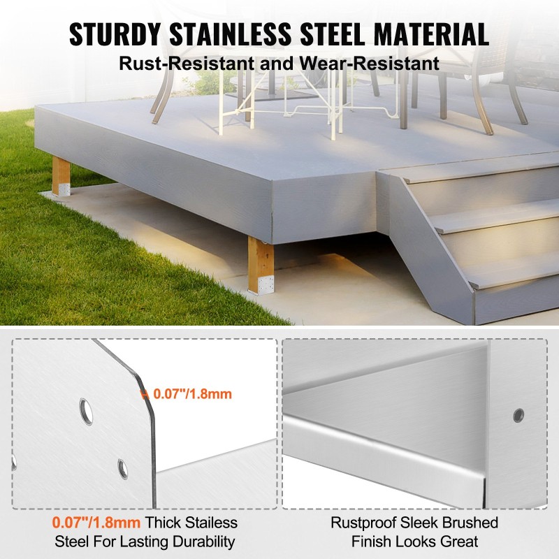 Pylvään jalusta ruostumattomasta teräksestä säädettävä 203x203 mm sisämitat 198x185 mm