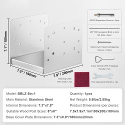 Pylvään jalusta ruostumattomasta teräksestä säädettävä 203x203 mm sisämitat 198x185 mm