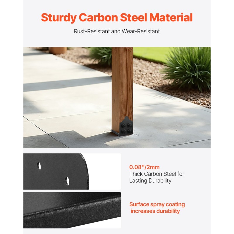 Pylväskannake puupylväille hiiliterästä pulverimaalattu sisämitta 200x190 mm 2 kpl