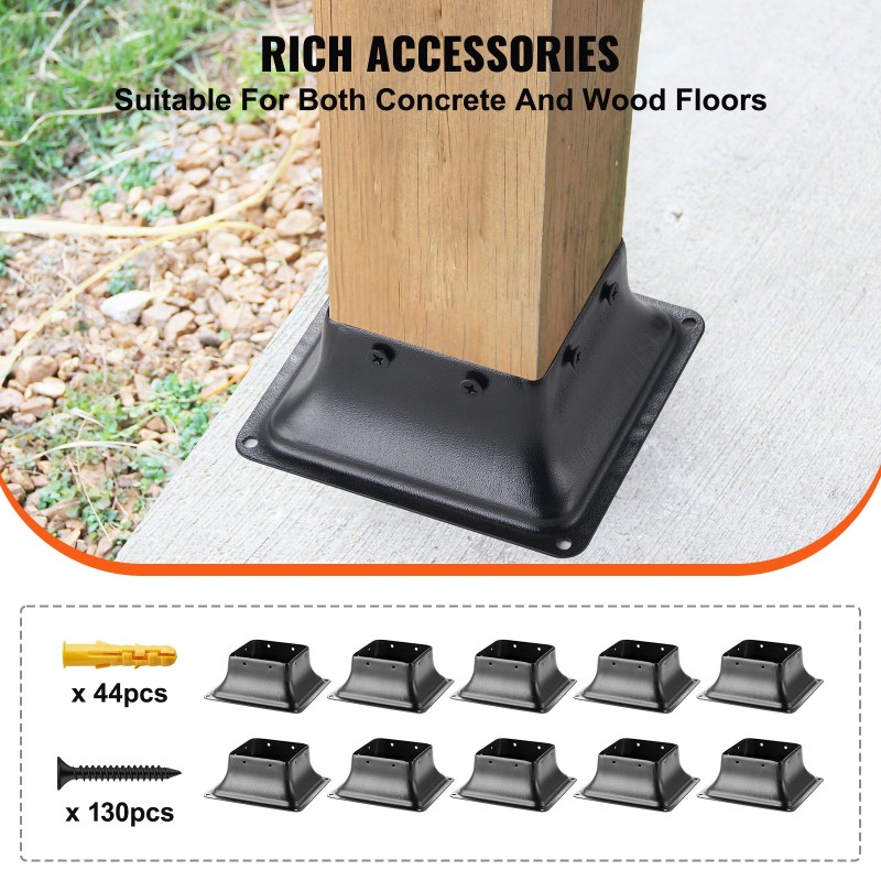 Tolpanjalusta hiiliteräs jauhemaalattu sisämitat 91x91 mm sopii 4x4 tolpille 10 kpl