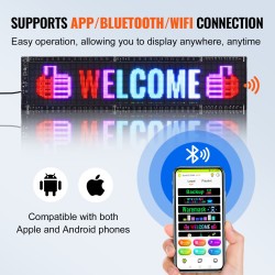 LED-mainoskyltti ohjelmoitava täysvärinen P5 vierivä 83,5x20 cm Bluetooth-sovellus