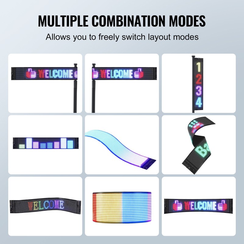 LED-näyttö ohjelmoitava täysvärinen vierivä P6 68x12 cm Bluetooth-sovellusohjaus