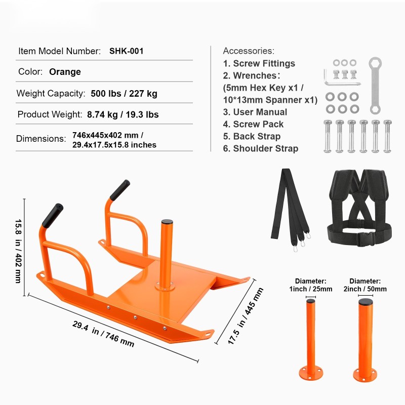 Vetoreki teräs pulverimaalipinta 227 kg kantavuus 2,5 ja 5 cm oranssi