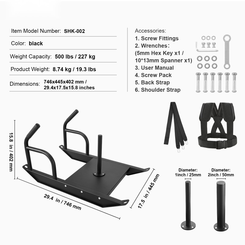 Teräs vetoreki voimaharjoitteluun 227 kg kantavuus 1 ja 2 tuuman levypainoille musta