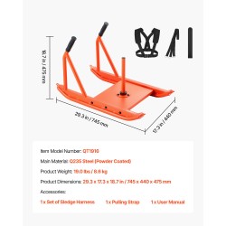 Voimareki Q235 teräs 25 ja 51 mm levypainoille oranssi valjaat mukana