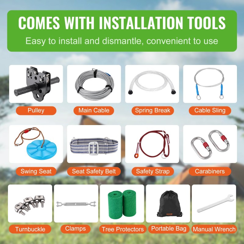 Vaijeriliukurata 30,48 m ruostumaton teräs 227 kg kantavuus turvavaljaat lapsille ja aikuisille