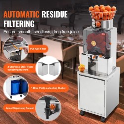 Ammattikäyttöinen automaattinen appelsiinimehupuristin SUS304 ruostumaton teräs PC-suojakansi vesihana 25 appelsiinia minuutissa