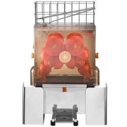 Kaupallinen automaattinen appelsiinimehukone ruostumaton teräs polykarbonaattikansi 120 wattia 20 appelsiinia minuutissa