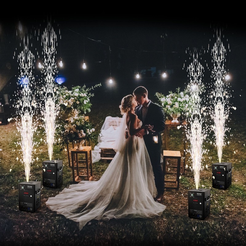 Kylmäkipinäkoneet 4 kpl 700W säädettävä 2–5 m alumiiniseosrunko DMX-ohjaus