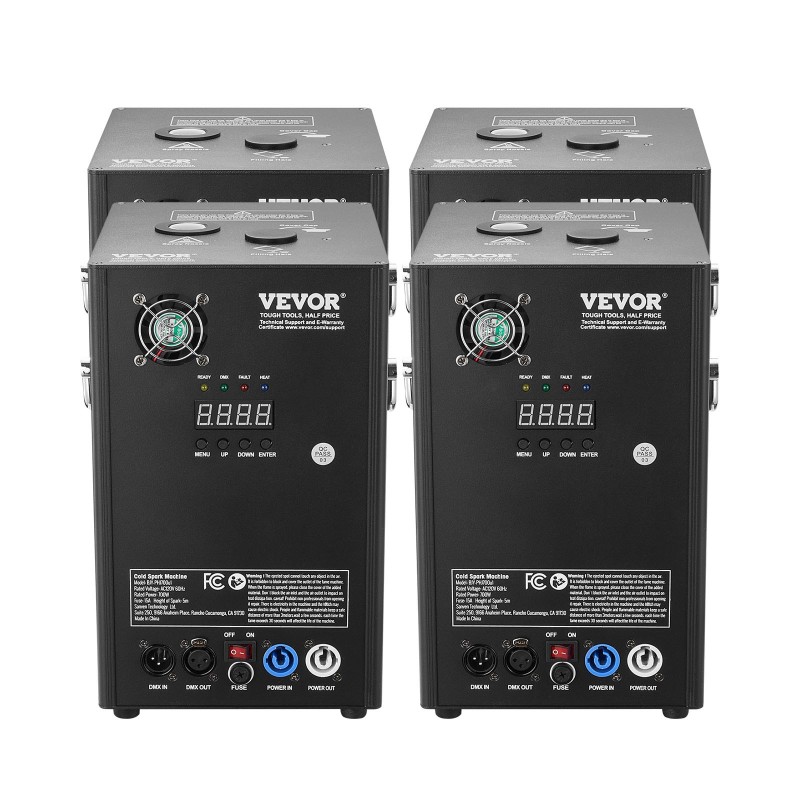 Kylmäkipinäkoneet 4 kpl 700W säädettävä 2–5 m alumiiniseosrunko DMX-ohjaus