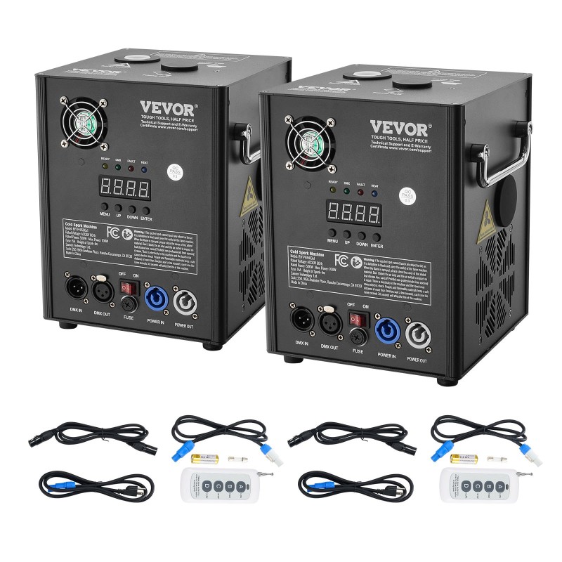 Kylmäkipinälaite alumiiniseosrunko 500 W säädettävä 2–4 m 2 kpl DMX-ohjaus