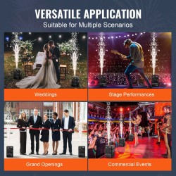 Kylmäsuihkukoneet 2 kpl 700W alumiiniseos säädettävä 2–5 m DMX-ohjaus lavaan ja juhliin