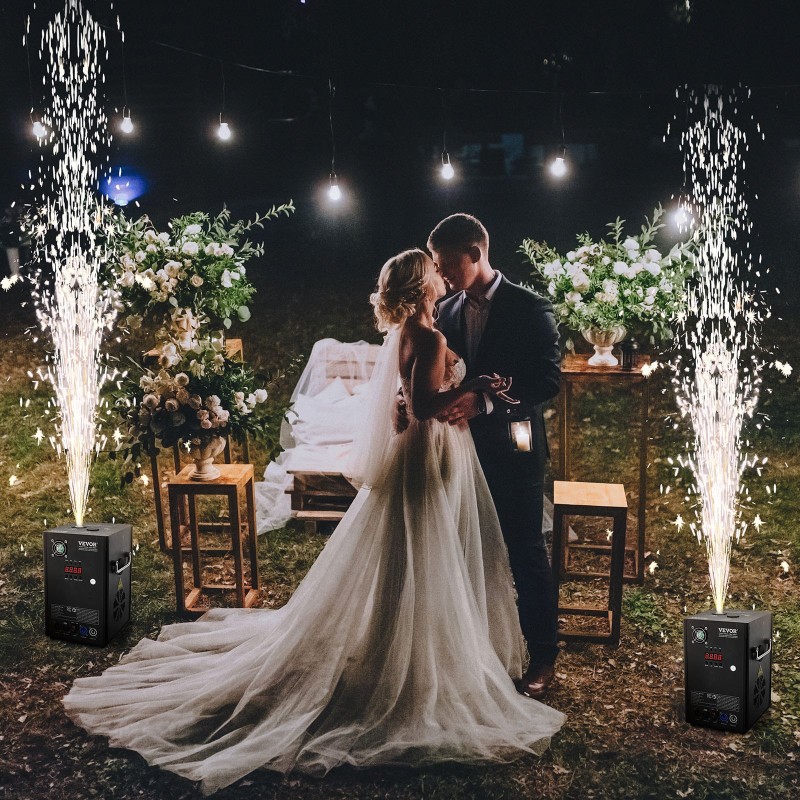 Kylmäsuihkukoneet 2 kpl 700W alumiiniseos säädettävä 2–5 m DMX-ohjaus lavaan ja juhliin