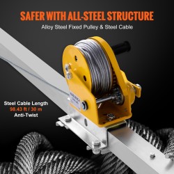 Kolmijalkainen vinssisetti 30 metrin teräsvaijerilla 544 kilogramman vetokyky sisältää kokovartalovaljaat ja putoamissuojan