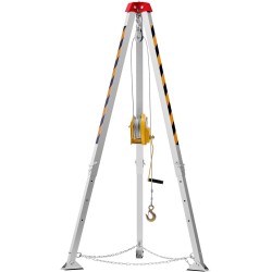 Pelastotripodi teräsvaijerilla 30 m säädettävät jalat 1,34–2,15 m 180 kg kapasiteetti