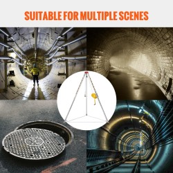 Pelastuskolmijalka metallirunko 1179 kg vetokyky 30 m teräsvaijeri säädettävät jalat