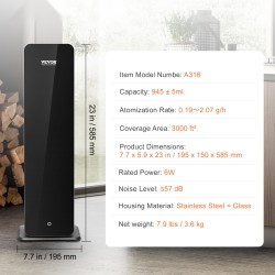 Kylmäilmadiffuuseri 950 ml vesivapaa Bluetooth lattiamallinen hotellille ja toimistoon