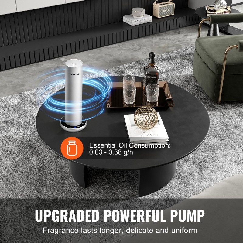 Tuoksukone 120 ml vesitön diffuuseri Bluetooth-ohjaus alumiinirunkoinen lattiamalli