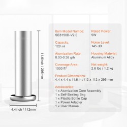 Tuoksukone 120 ml vesitön diffuuseri Bluetooth-ohjaus alumiinirunkoinen lattiamalli