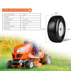 Ruohonleikkurin täysin puhkeamattomat kiinteät PU-renkaat 13x5-6 tuumaa 2 kpl vanteilla