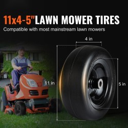 Ruohonleikkurin täytettömät PU-renkaat 11x4-7 tuumaa 2 kpl teräsvanteella