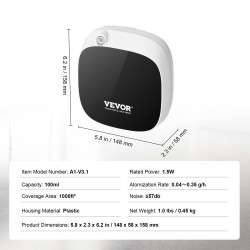 Huonetuoksulaite 100 ml säiliö kylmäilmahajotus vesitön langaton ohjaus 1000 neliöjalan tiloihin