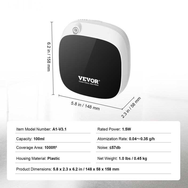 Huonetuoksulaite 100 ml säiliö kylmäilmahajotus vesitön langaton ohjaus 1000 neliöjalan tiloihin