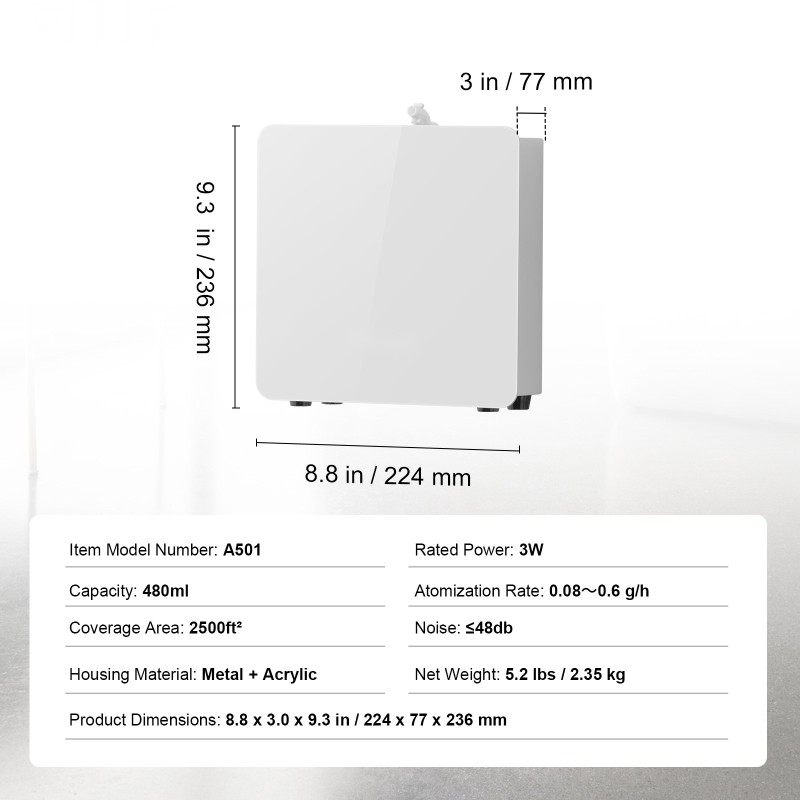 Tuoksukone kylmäsumutekniikalla 480 ml vesivapaa langaton ohjaus 2500 neliöjalkaa metalli akryyli