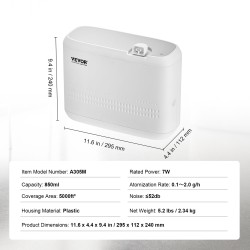 Tuoksulaite vesitön kylmäsumutus 850 millilitraa muovikotelo kotiin ja toimistoihin 5000 neliöjalkaa