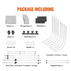 Bimini-kate 600D polyesterikangas 4 kaarta alumiiniseosrunko 2000–2130 mm irrotettavat verkkosivuseinät