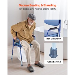 Yöpöytävessa kolmitoiminen säädettävä korkeus 181 kg kantavuus pehmustettu istuin ja selkänoja