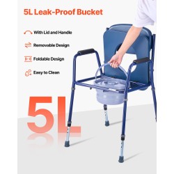 Yöpöytävessa kolmitoiminen säädettävä korkeus 181 kg kantavuus pehmustettu istuin ja selkänoja