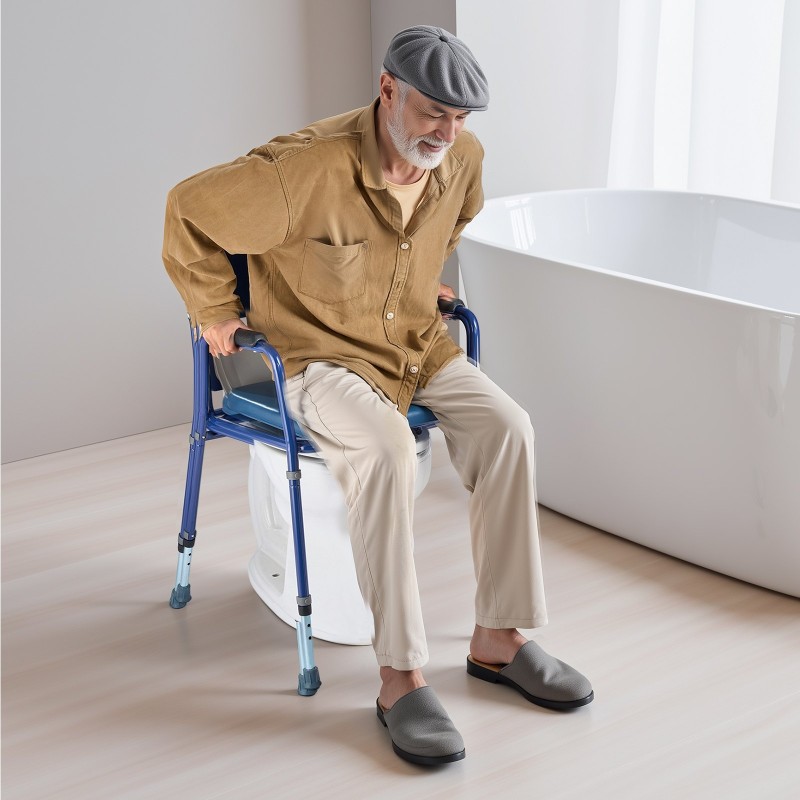 Yöpöytävessa kolmitoiminen säädettävä korkeus 181 kg kantavuus pehmustettu istuin ja selkänoja